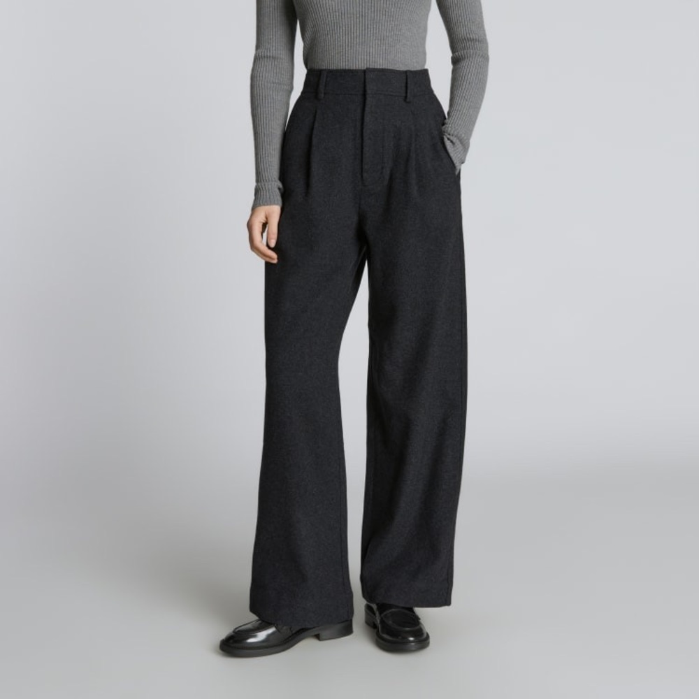 Everlane The ReWool Way-High Drape Pant, Heathered Charcoal, Size 8